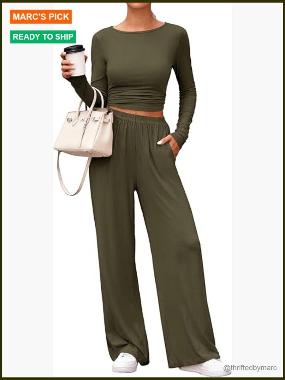 Women's Viscose Blend Lounge Set Long Sleeve Top Wide Leg Pants X-Large